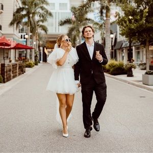 Riley Mae tulle dress in white size M worn once for engagement shoot!